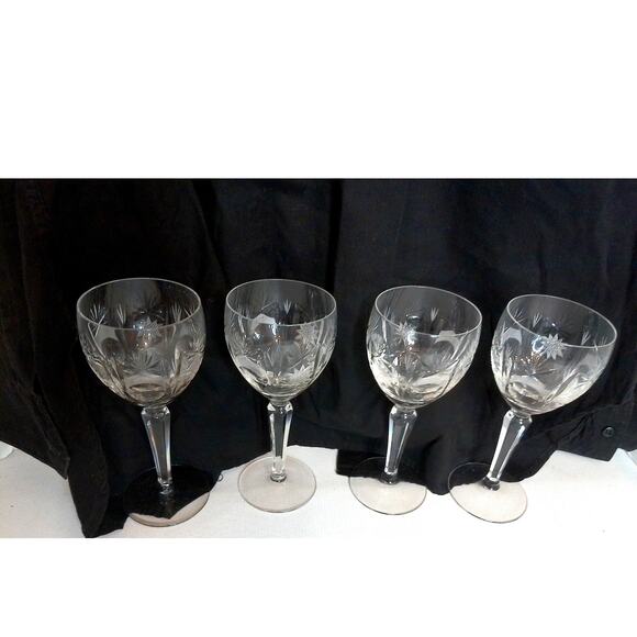 Vintage Lyngby Heidelberg Mouth Blown Crystal Red Wine Glasses Set of 4 - Picture 2 of 4